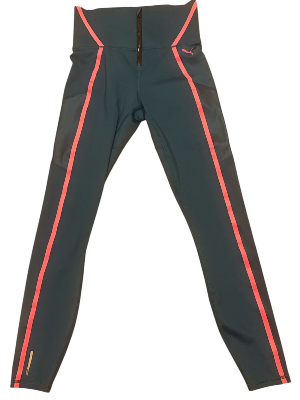 Puma Black Leggings with Pink Side Stripes